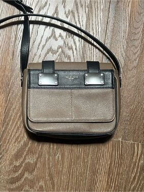 Rag & Bone Mini Pilot Leather Taupe Crossbody Bag with Black Trim